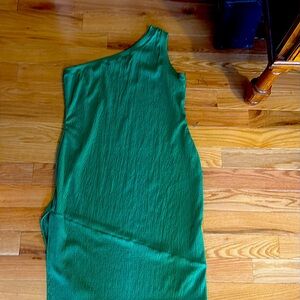 Brand new one shoulder green dress with tags.